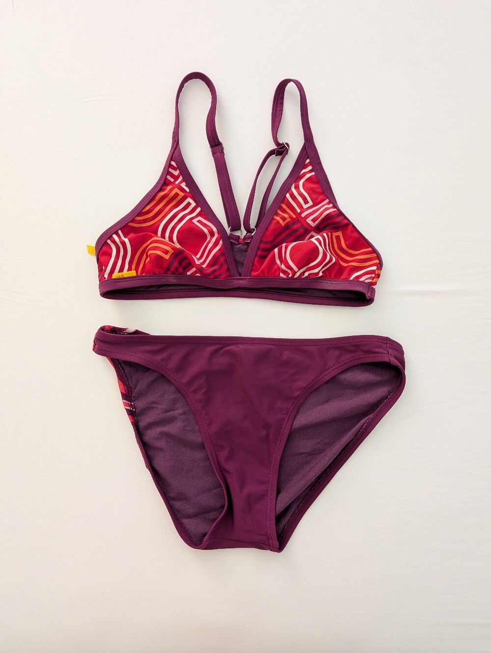Lole Plum & Red Printed Triangle Bikini Set